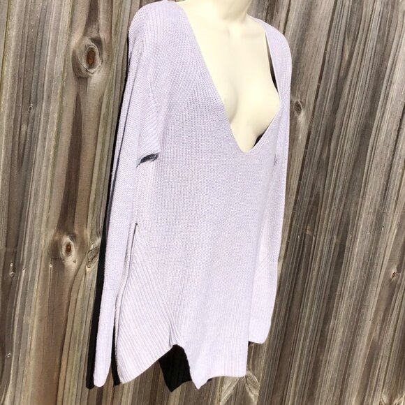 Cabi Small Sweater Zip Deep V Ribbed Top Asymmetric Gray Pullover Knit 3531 - Picture 6 of 11